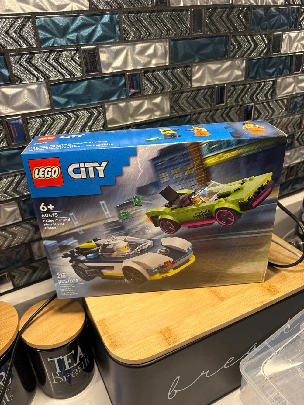 LEGO City Police Car and Lime Green Racer with Pink Wheels